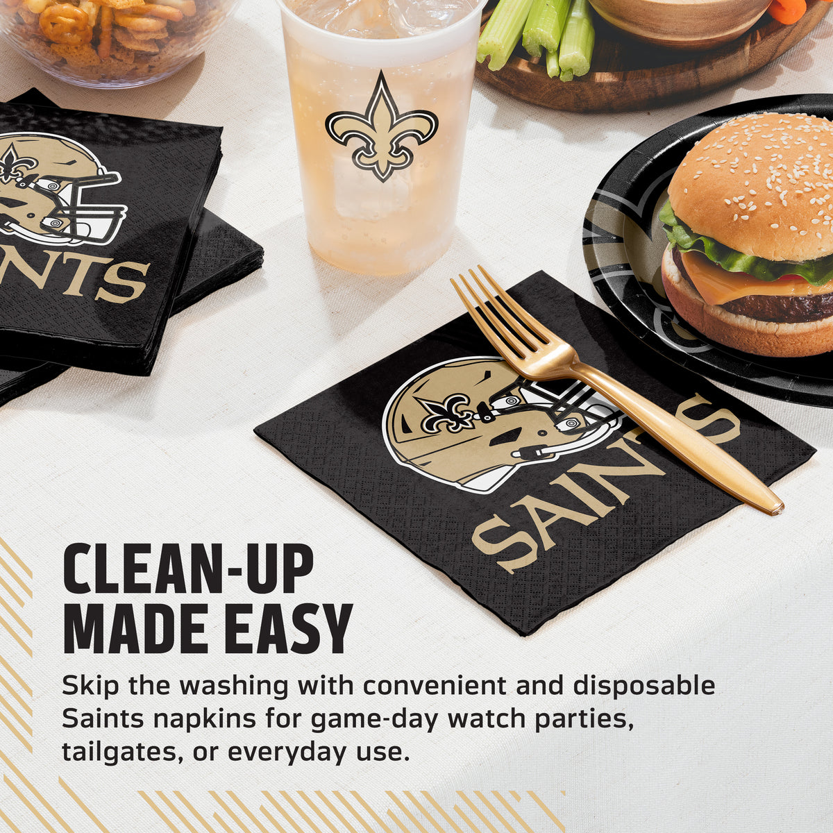 Officially Licensed New Orleans Saints NFL Football Luncheon Napkins 192 ct Bulk