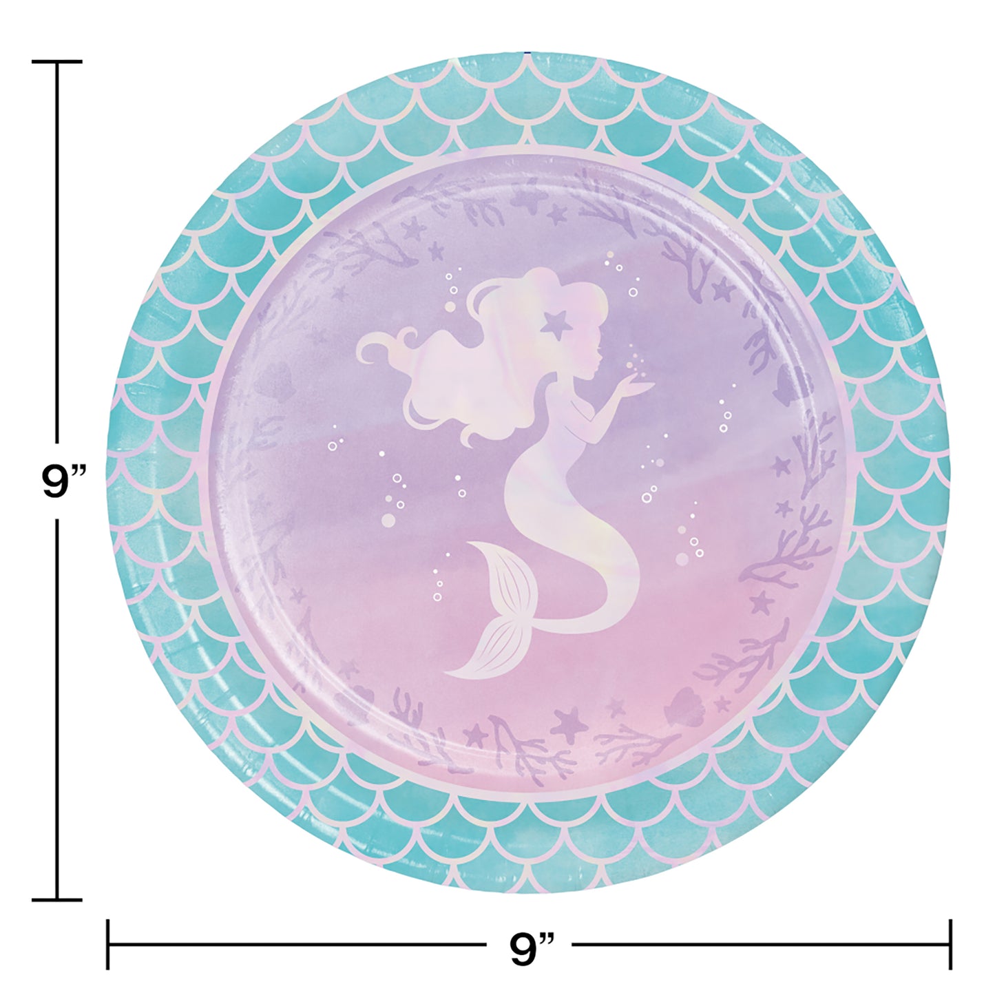 Iridescent Mermaid Party Dinner Plates 96 ct
