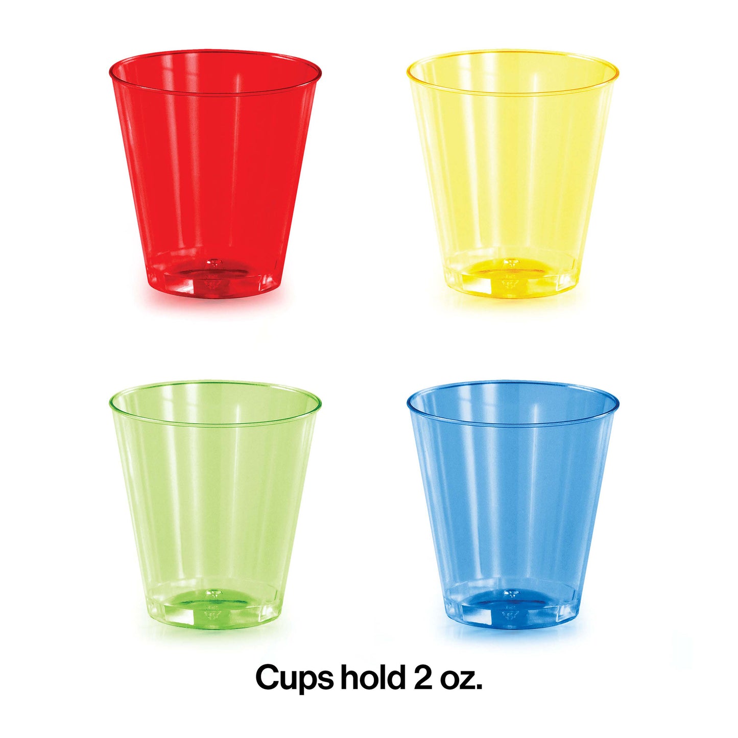 2 oz Assorted Color Plastic Shot Glasses 192 ct