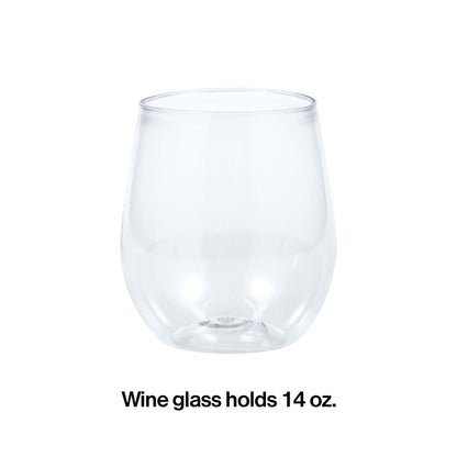 14 oz Plastic Stemless Wine Glasses 24 ct