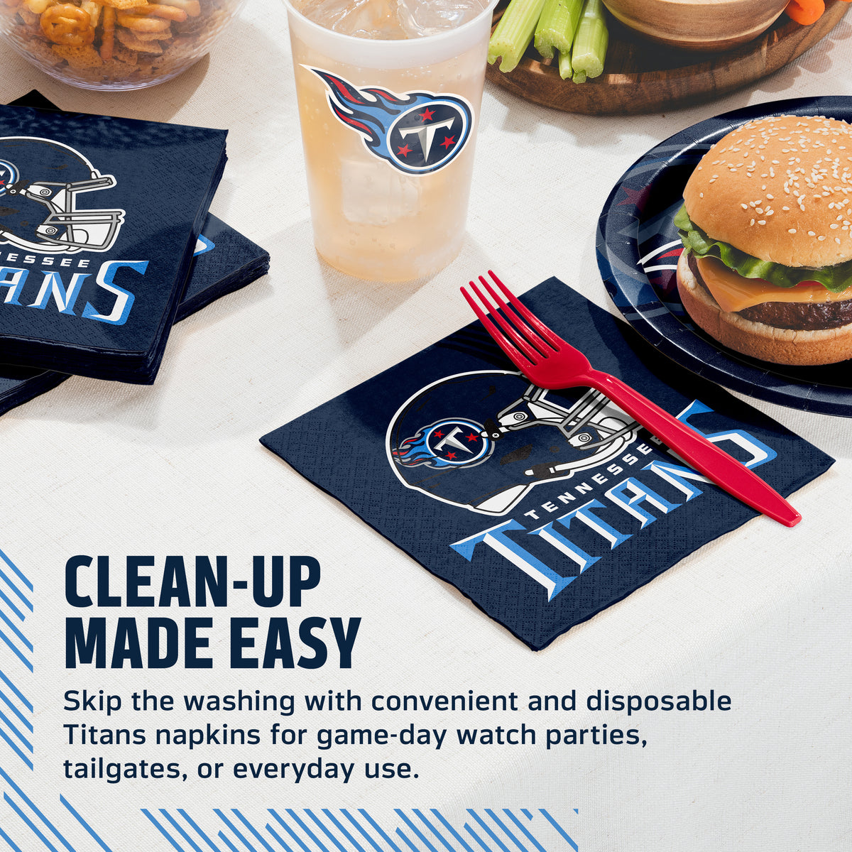 Officially Licensed Tennessee Titans NFL Football Luncheon Napkins 192 ct Bulk
