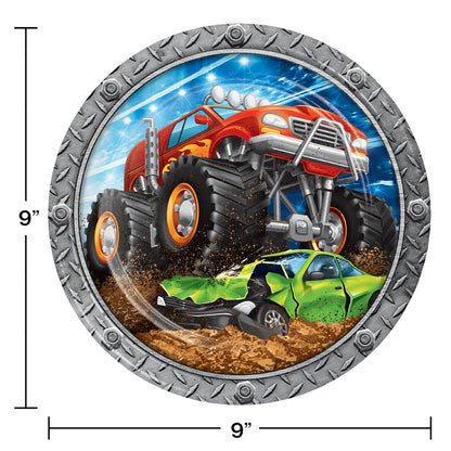 Monster Truck Dinner Plates 96 ct