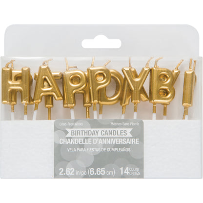 Gold Happy Birthday Candles 168 ct