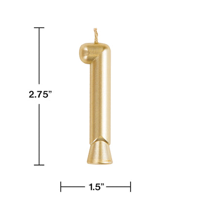 Gold Number 1 Candles 12 ct