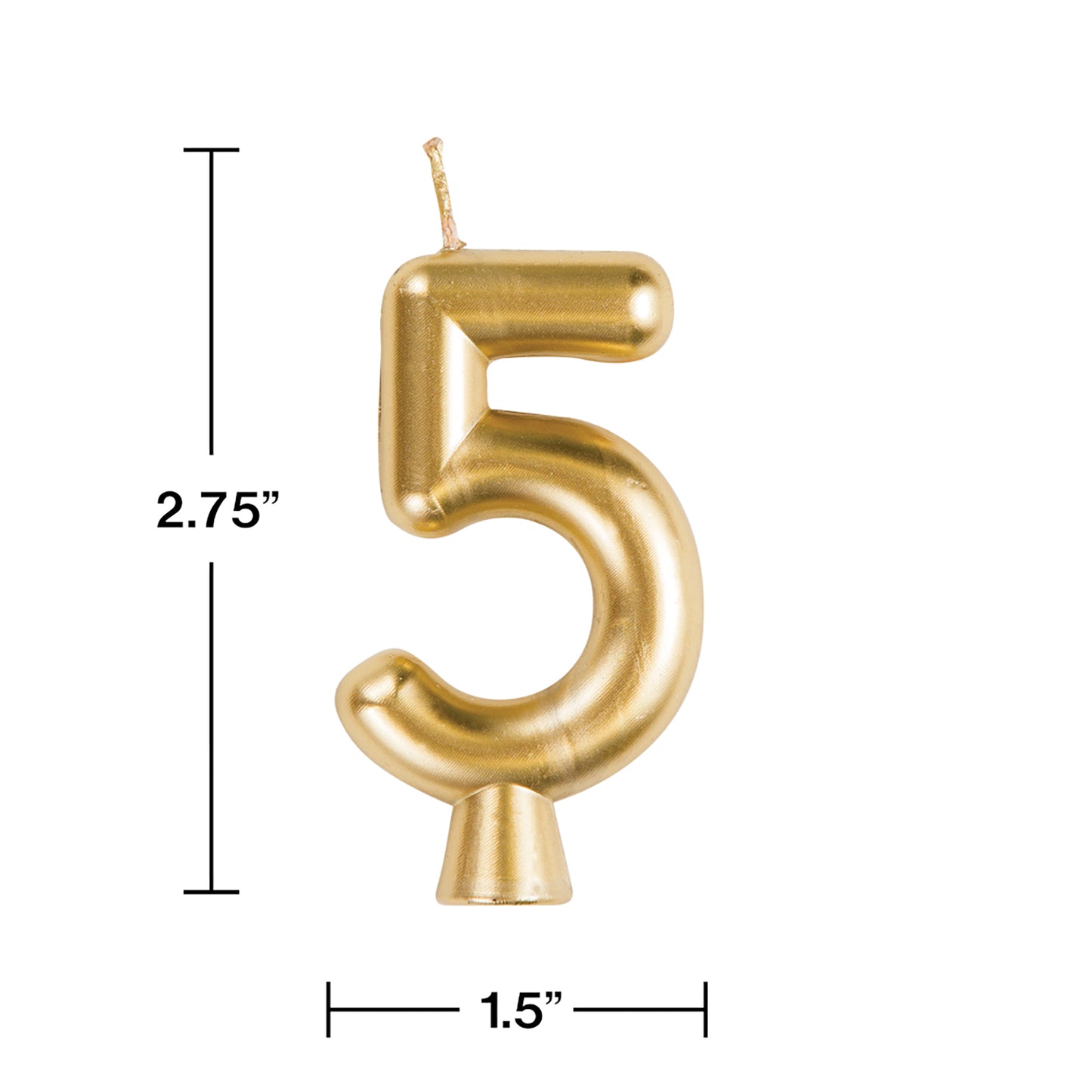 Gold Number 5 Candles 12 ct