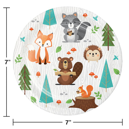 Wild One Woodland Animals Dessert Plates 96 ct