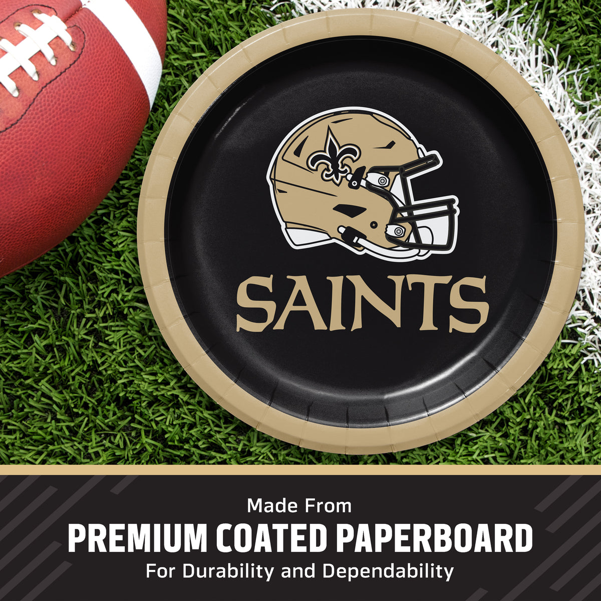 Officially Licensed New Orleans Saints NFL Football Dessert Plates 96 ct Bulk