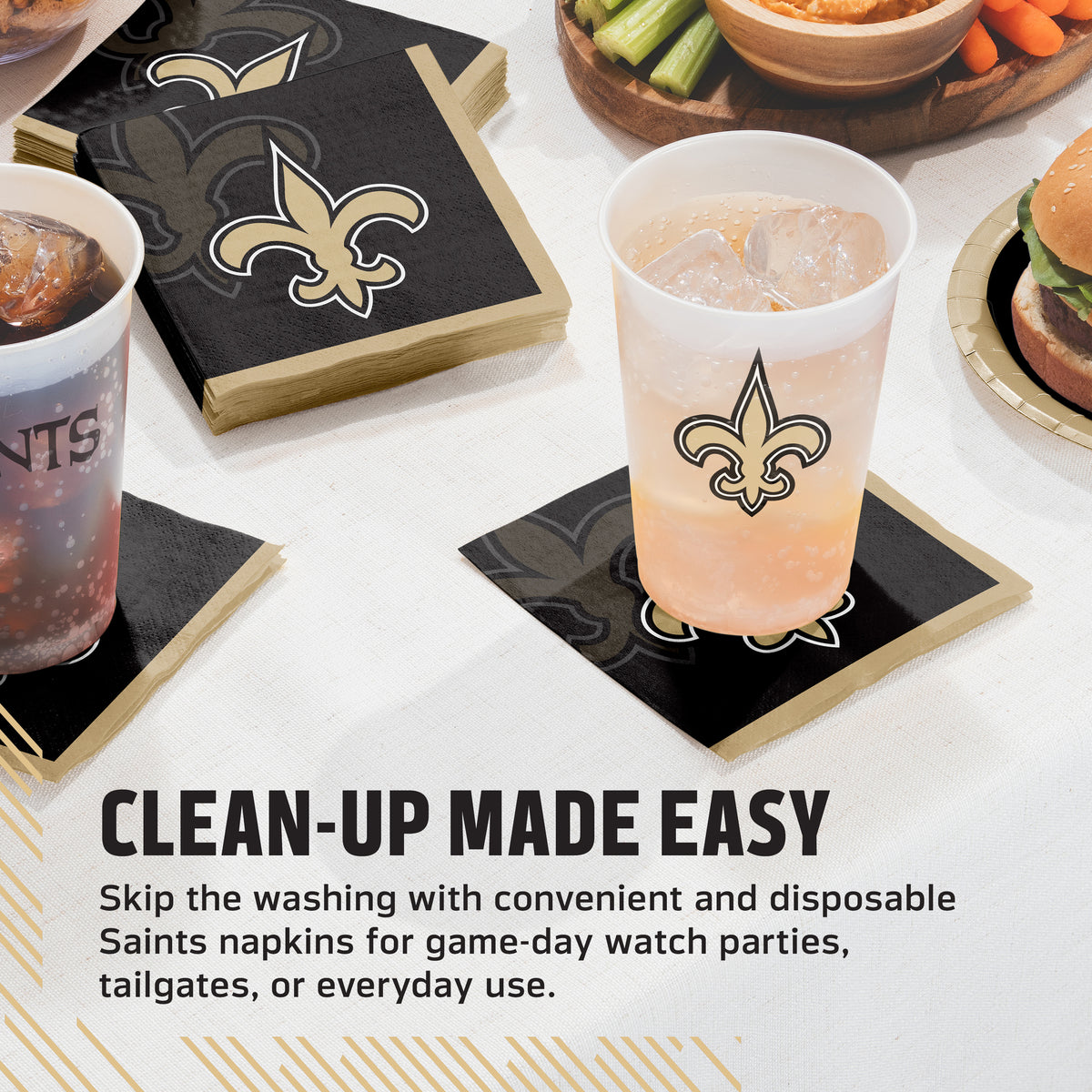 Officially Licensed New Orleans Saints NFL Football Beverage Napkins 192 ct Bulk