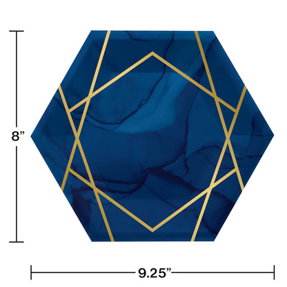 Navy Blue and Gold Foil Dessert Plates 96 ct