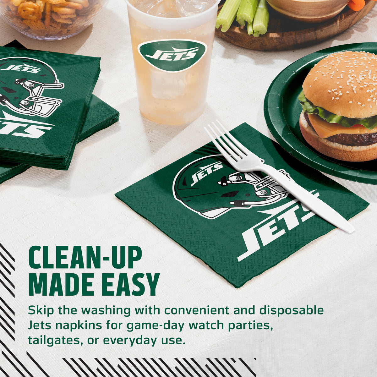 Officially Licensed New York Jets NFL Football Luncheon Napkins 192 ct Bulk