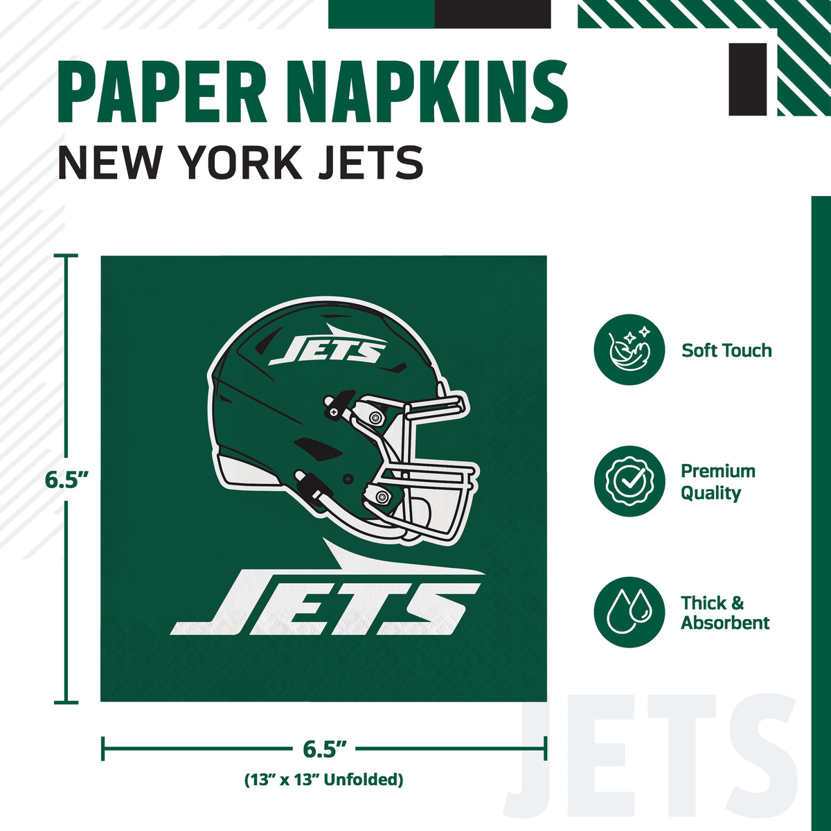 Officially Licensed New York Jets NFL Football Luncheon Napkins 192 ct Bulk