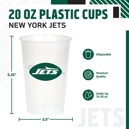 Officially Licensed New York Jets NFL Football 20 oz Plastic Cups 96 ct Bulk