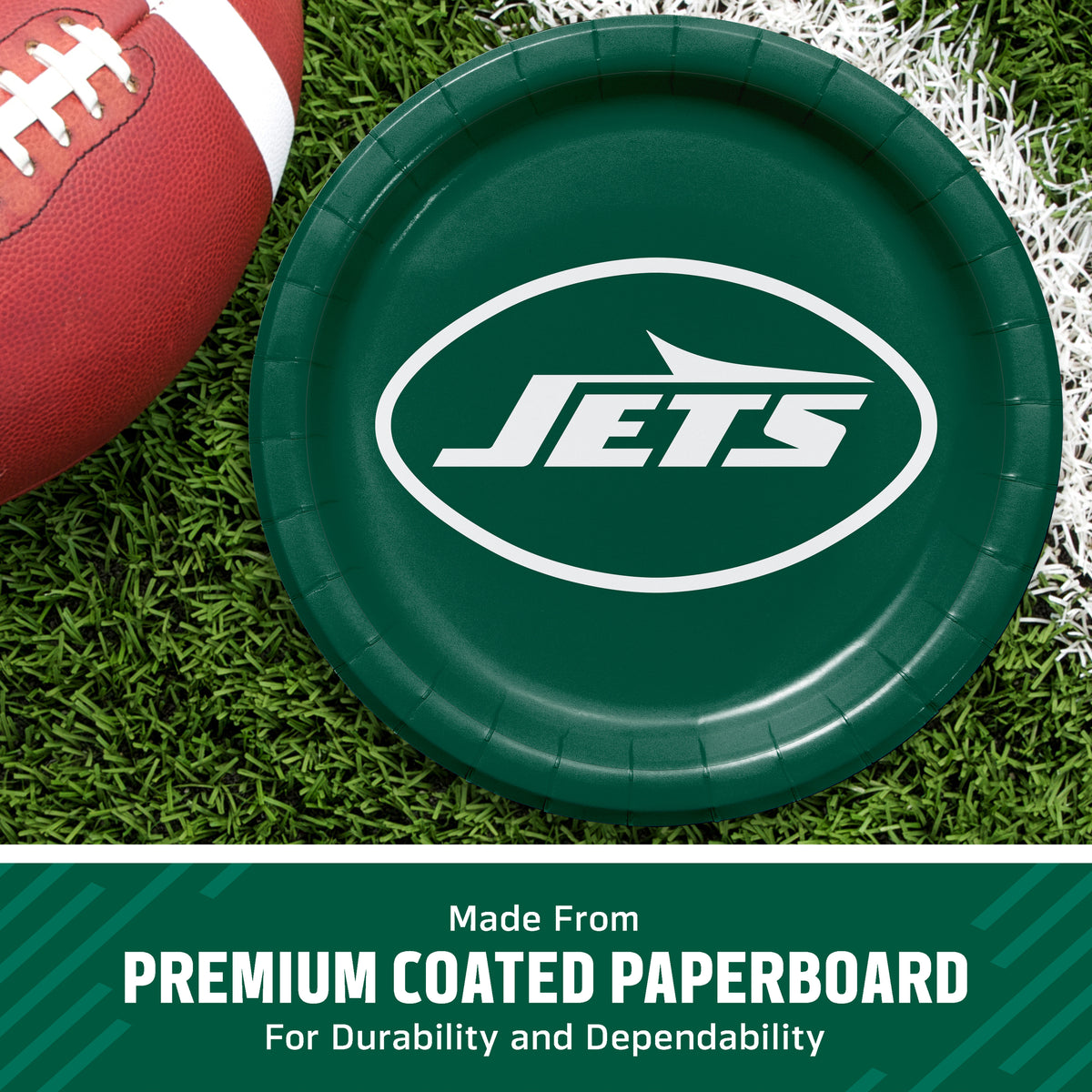 Officially Licensed New York Jets NFL Football Dinner Plates 96 ct Bulk