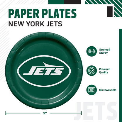 Officially Licensed New York Jets NFL Football Dinner Plates 96 ct Bulk