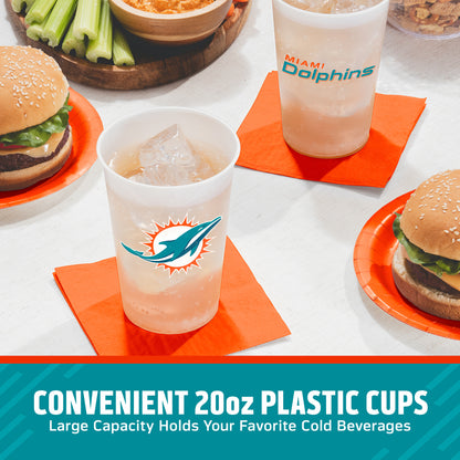 Officially Licensed Miami Dolphins NFL Football 20 oz Plastic Cups 96 ct Bulk