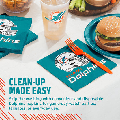 Officially Licensed Miami Dolphins NFL Football Luncheon Napkins 192 ct Bulk