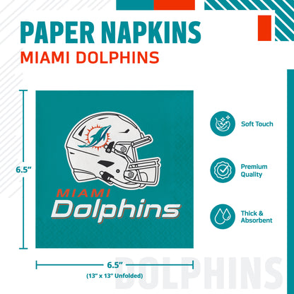 Officially Licensed Miami Dolphins NFL Football Luncheon Napkins 192 ct Bulk