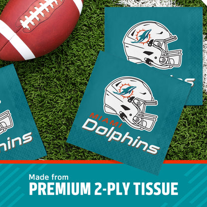Officially Licensed Miami Dolphins NFL Football Luncheon Napkins 192 ct Bulk