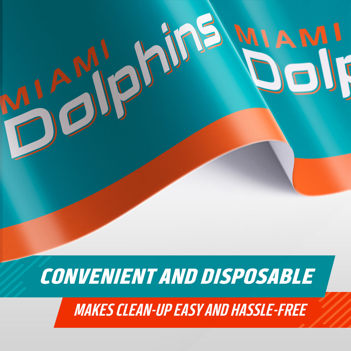 Officially Licensed Miami Dolphins NFL Football Tablecloths 12 ct Bulk
