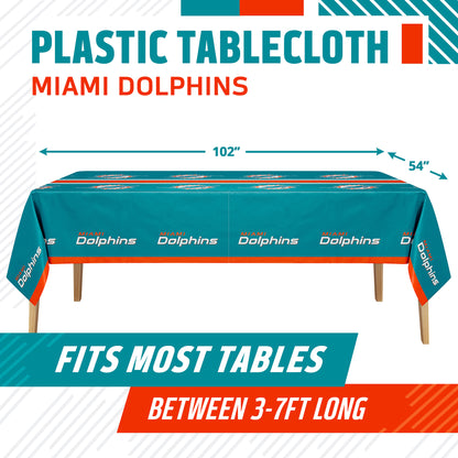 Officially Licensed Miami Dolphins NFL Football Tablecloths 12 ct Bulk