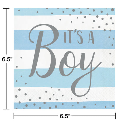 Blue and Silver Celebration It's a Boy Luncheon Napkins 192 ct
