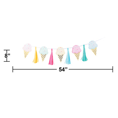 Ice Cream Party Tassel Banners 6 ct