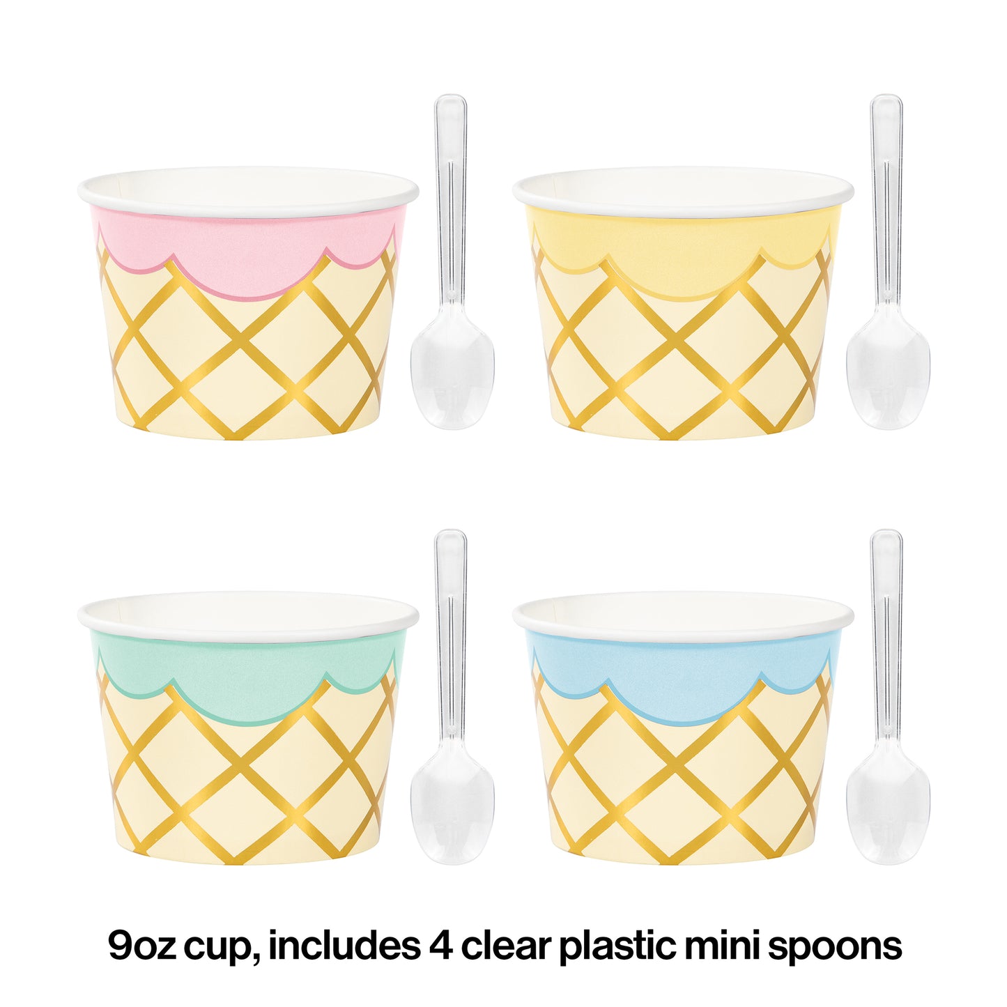 Ice Cream Party Treat Cups with Spoons 96 ct