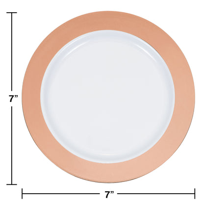 Rose Gold Rim Plastic Dessert Plates 120 ct