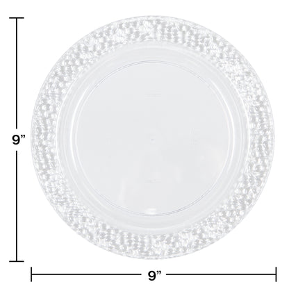 Clear Pebble Plastic Dinner Plates 120 ct