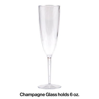 Clear 6 oz Plastic Champagne Glasses 96 ct