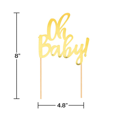 Oh Baby Gold Foil Cake Toppers 12 ct