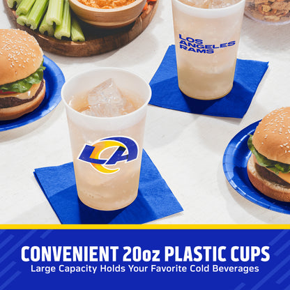 Officially Licensed Los Angeles Rams NFL Football 20 oz Plastic Cups 96 ct Bulk