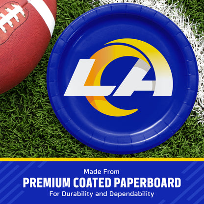 Officially Licensed Los Angeles Rams NFL Football Dinner Plates 96 ct Bulk