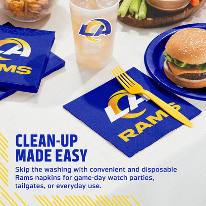 Officially Licensed Los Angeles Rams NFL Football Luncheon Napkins 192 ct Bulk