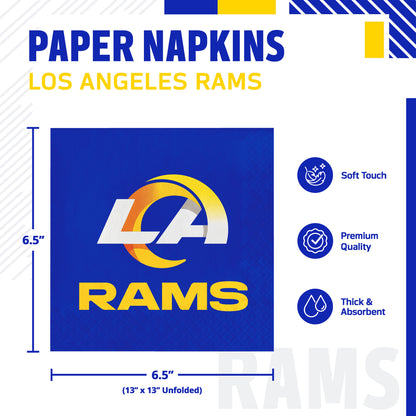 Officially Licensed Los Angeles Rams NFL Football Luncheon Napkins 192 ct Bulk