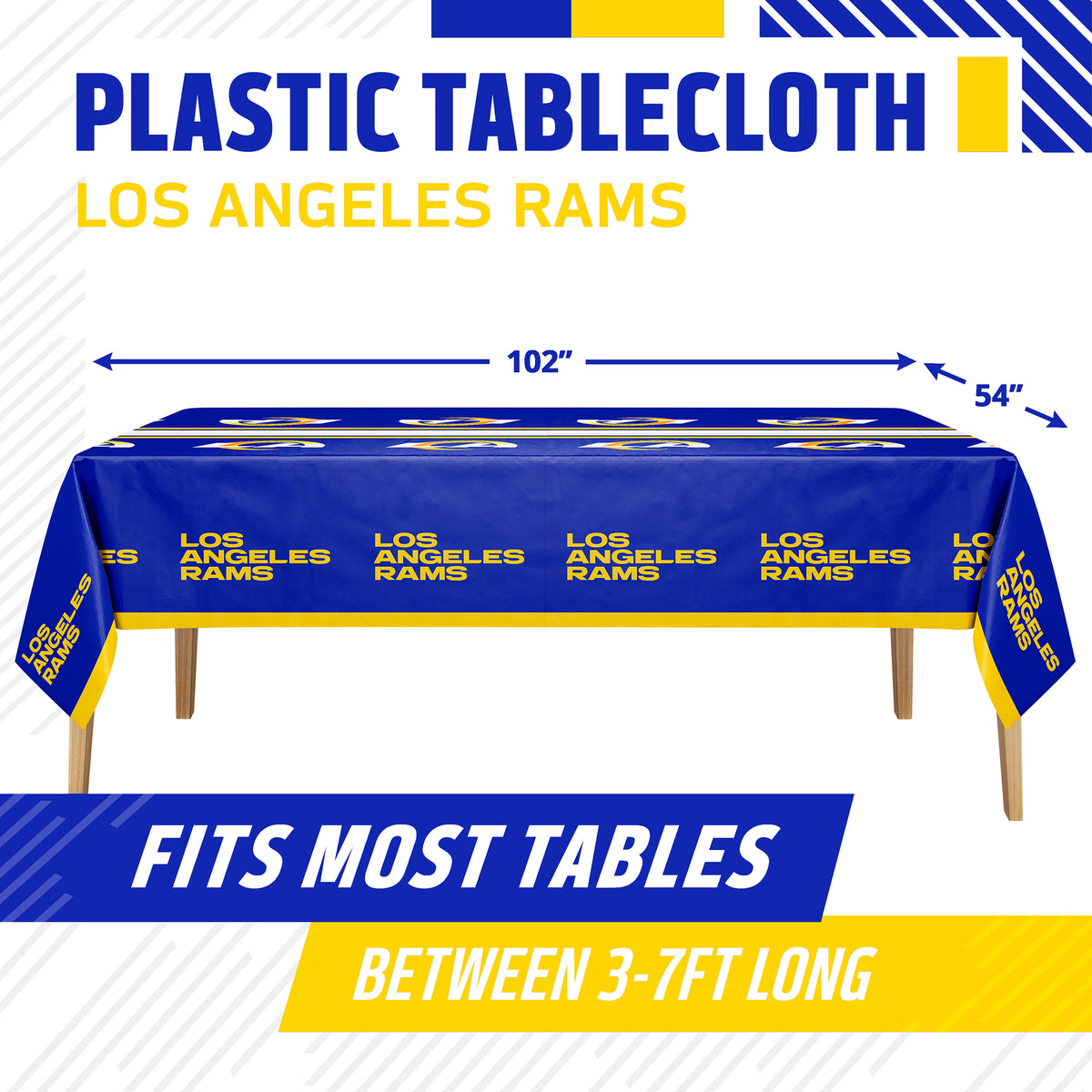 Officially Licensed Los Angeles Rams NFL Football Tablecloths 12 ct Bulk