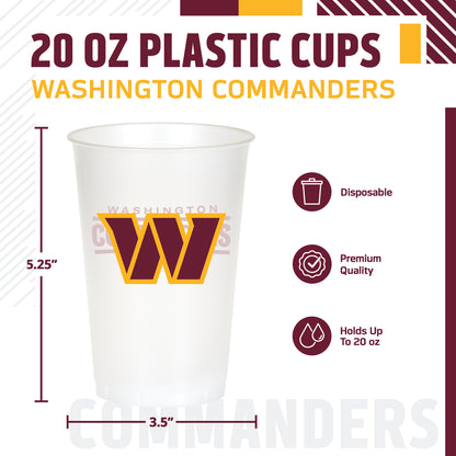 Officially Licensed Washington Commanders NFL Football Plastic Cups 96 ct Bulk