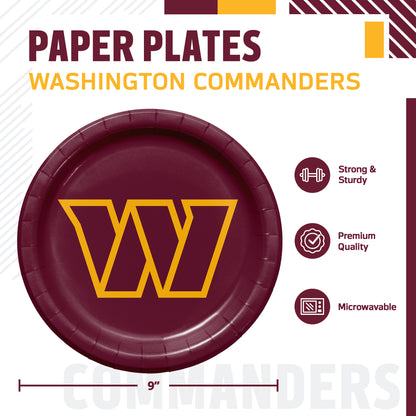 Officially Licensed Washington Commanders NFL Football Paper Plates 96 ct Bulk