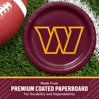 Officially Licensed Washington Commanders NFL Football Paper Plates 96 ct Bulk