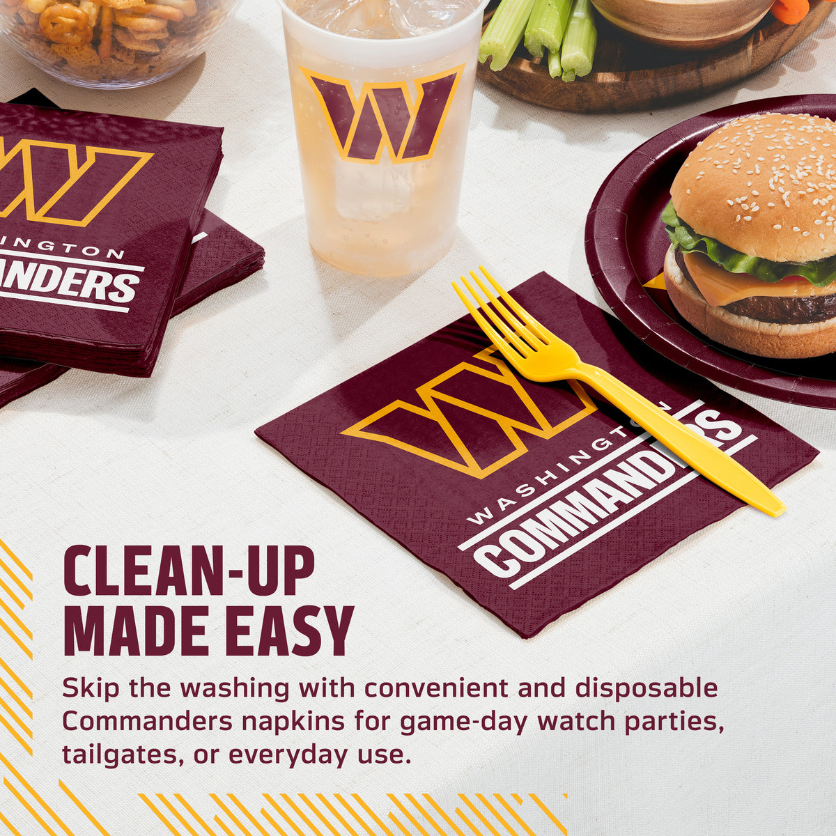 Officially Licensed Washington Commanders NFL Football Napkins 192 ct Bulk