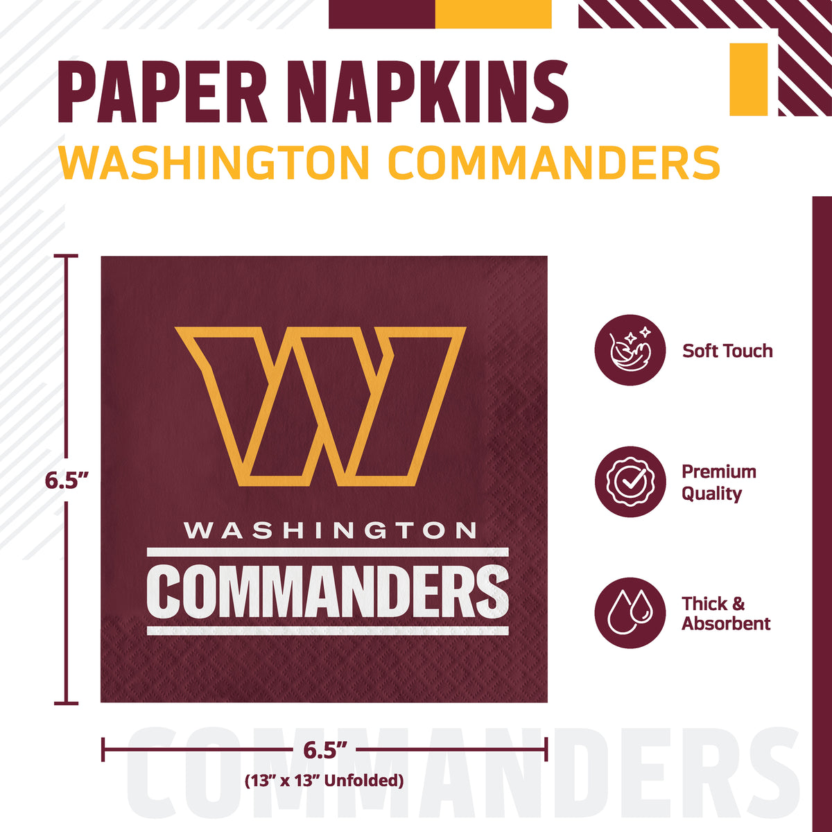 Officially Licensed Washington Commanders NFL Football Napkins 192 ct Bulk