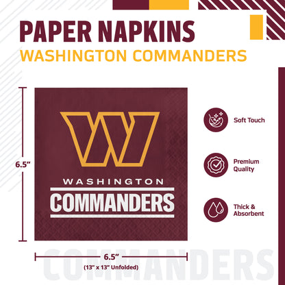 Officially Licensed Washington Commanders NFL Football Napkins 192 ct Bulk