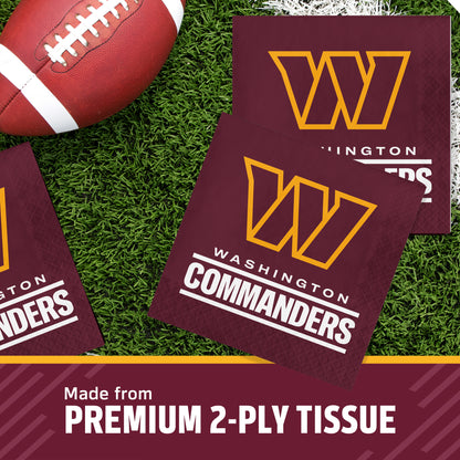 Officially Licensed Washington Commanders NFL Football Napkins 192 ct Bulk