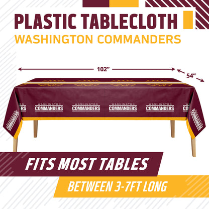 Officially Licensed Washington Commanders NFL Football Plastic Tablecloths 12 ct Bulk