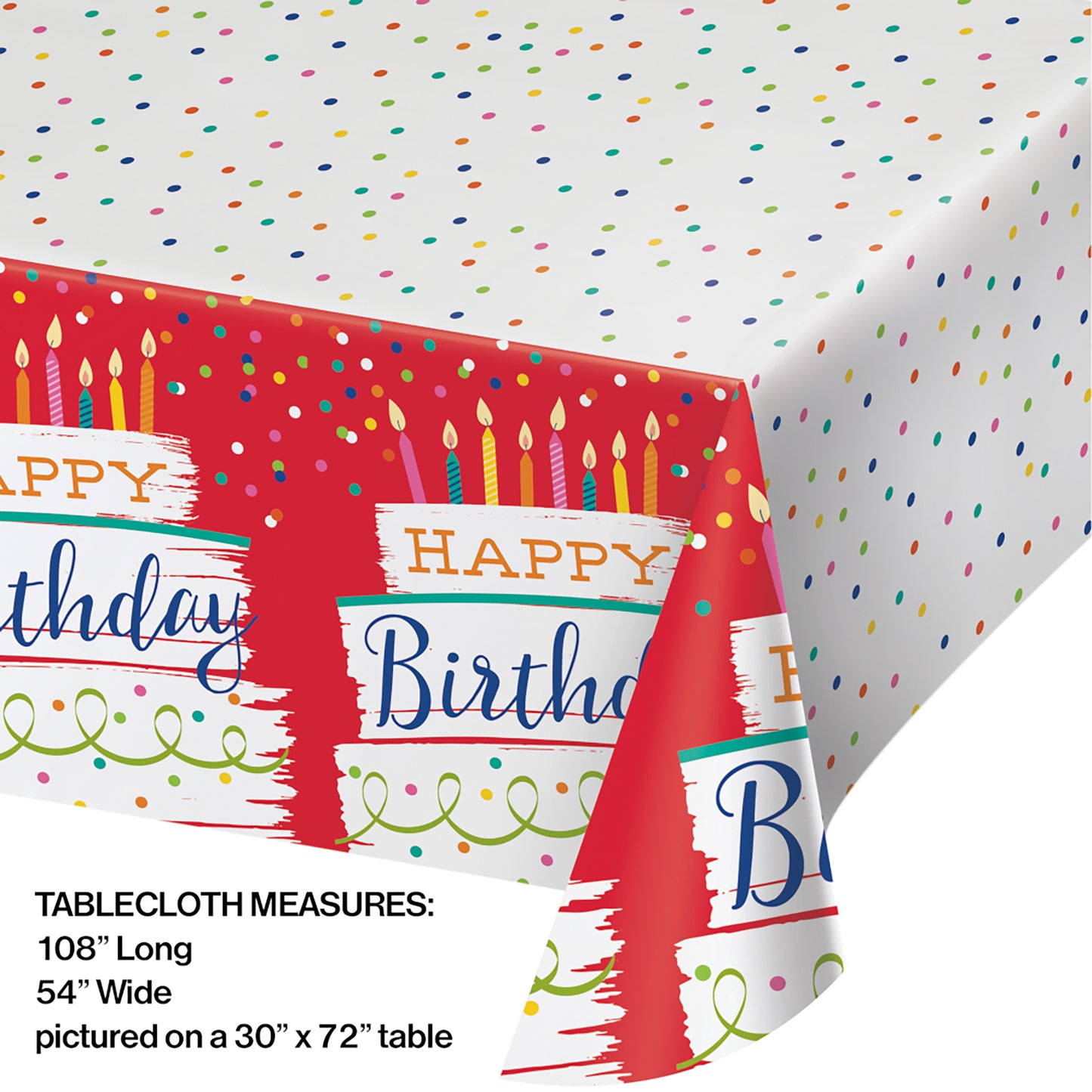 Festive Cake Happy Birthday Paper Tablecloths 6 ct