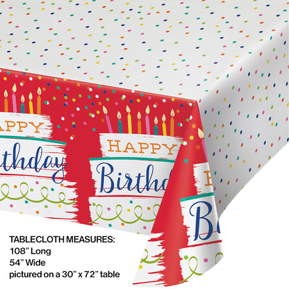 Festive Cake Happy Birthday Paper Tablecloths 6 ct