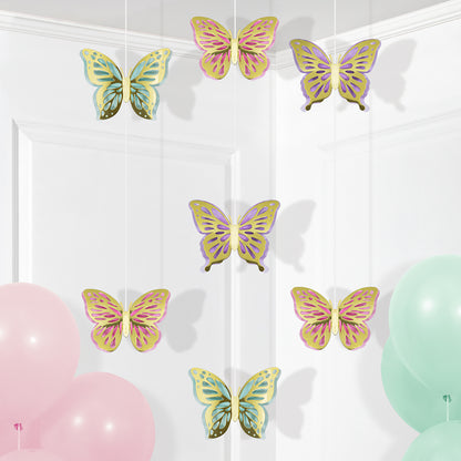 Golden Butterfly Hanging Cutouts 36 ct