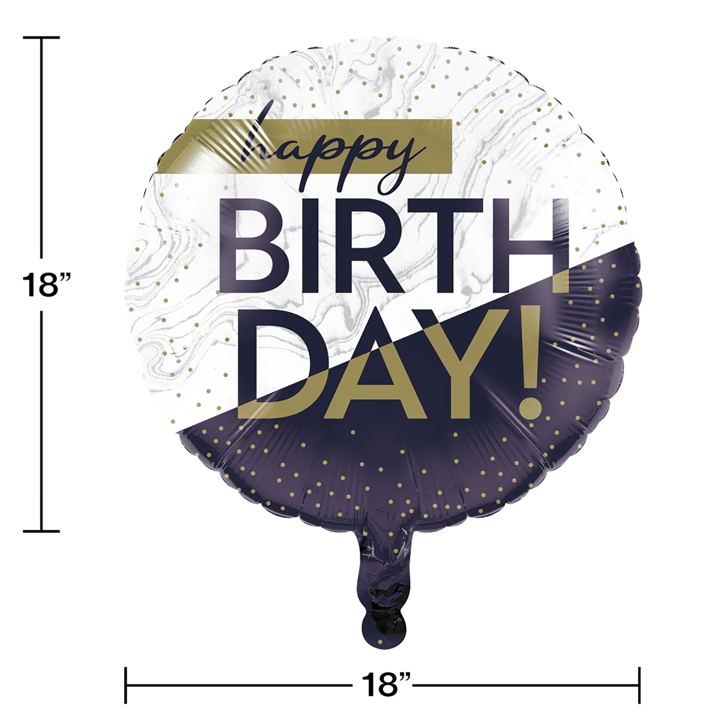 Navy and Gold Birthday Mylar Balloons 10 ct