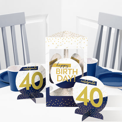 Navy and Gold Birthday Centerpiece Stands 18 ct