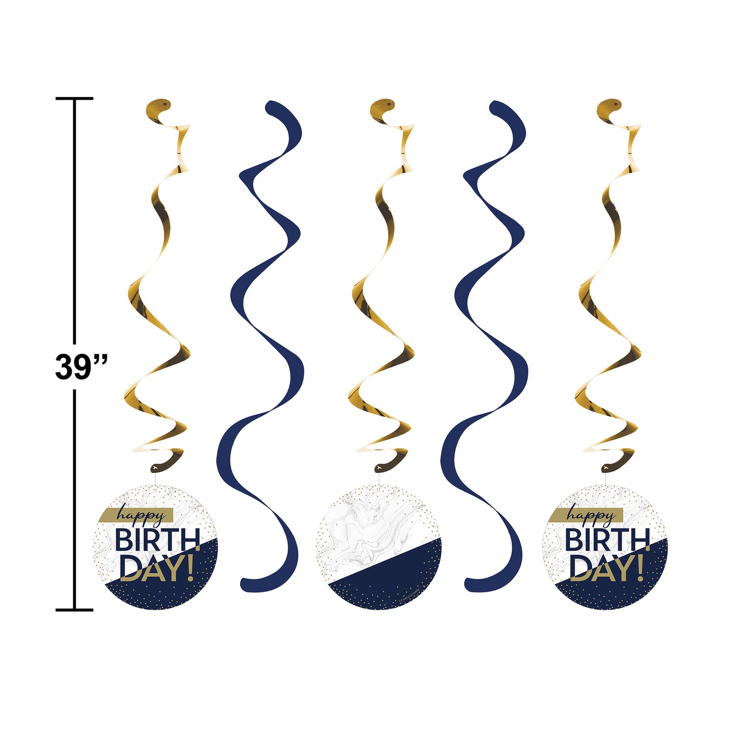 Navy and Gold Birthday Dizzy Danglers 30 ct